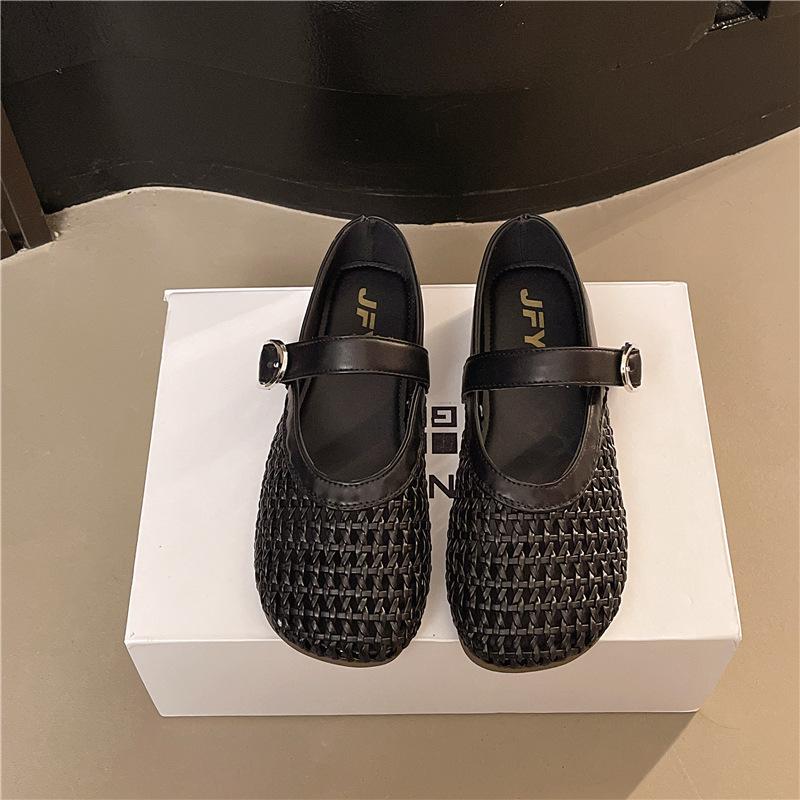 Женские туфли-лодочки в французском стиле Мэри Джейн, новые, с неглубоким вырезом, ажурные, вязаные крючком, серебристые, лето 2025, римские туфли-бобы, женская обувь