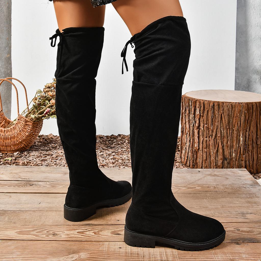 Women's Over The Knee Boots Retro Black Chunky Heel Riding Boots for Women Platform Shoes Outdoor Dress Casual Thigh High Boots