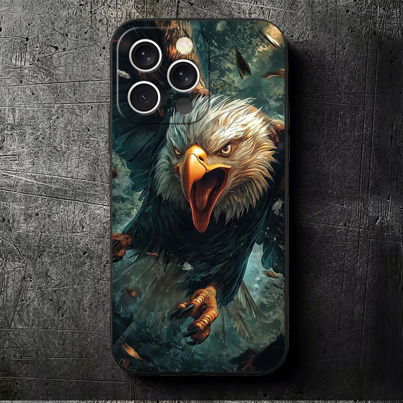 Крутой Мягкий Чехол для Телефона с Белоголовым Орлом для iPhone 16 16E 17 Air 15 Pro Max 14 Plus 13 Mini 11 12 7 Черная Задняя Панель