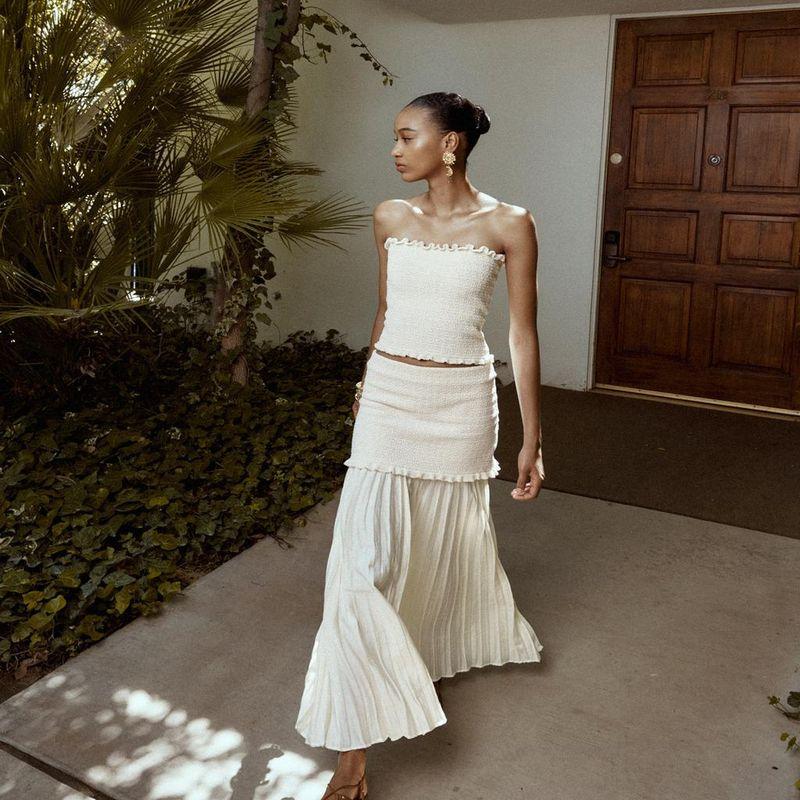 Zbzr Spring New Women Clothes European and American Laminated Decorative Round Neck Short Sleeve Knitted Three-Piece Set 4192041 712