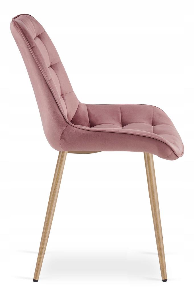 BERA chair - dark pink velvet / oak legs x 2