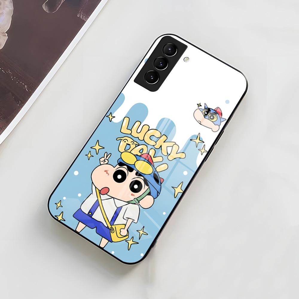 Чехол для телефона C-Crayon S-ShinChan для Samsung A56 A36 A26 A16 A15 A25 A35 A55 A14 A34 A24 A54 Стеклянный чехол