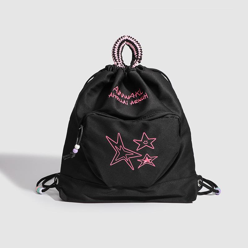 American Retro Cowboy Travel Backpack Ins Niche Drawstring Female Soft Casual Small Backpack Female
