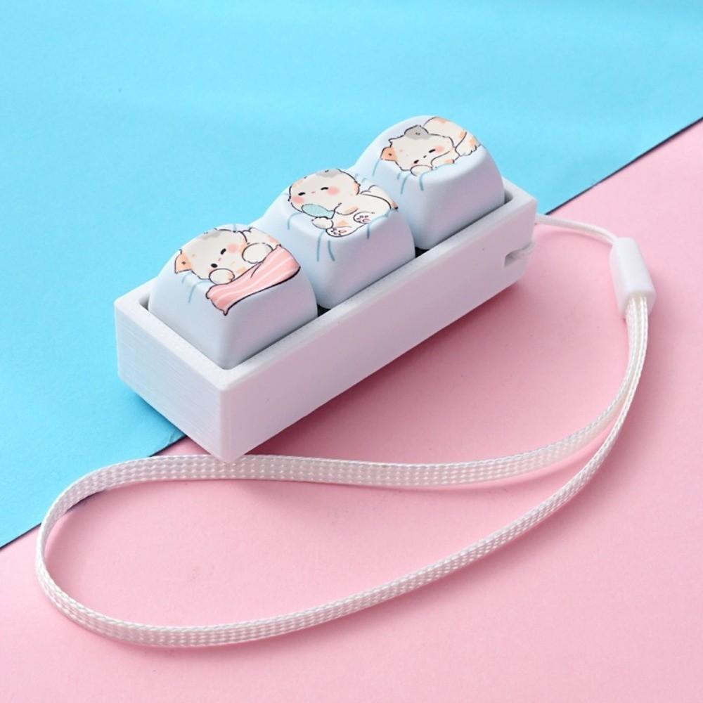 Cartoon Cat Keycap Fidget Keychain 3 Keys Finger Press Keycap Keychain Calming