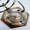 Gilbert  Sons London Brass Sundial Compass With Wooden Box, Brass Nautical