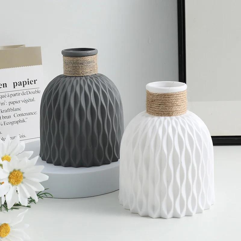 Nordic Modern Plastic Flower Vase Flower Pot Basket Arrangement 1 PC Home Living Room Payty Wedding Decoration Ornament