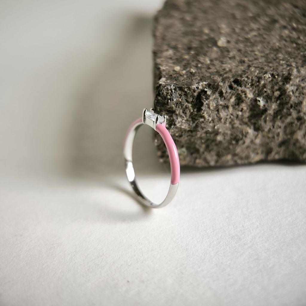 Silver Ring with Cubic Zirconia, Enamel, Product Weight 1.06 G (60002235)