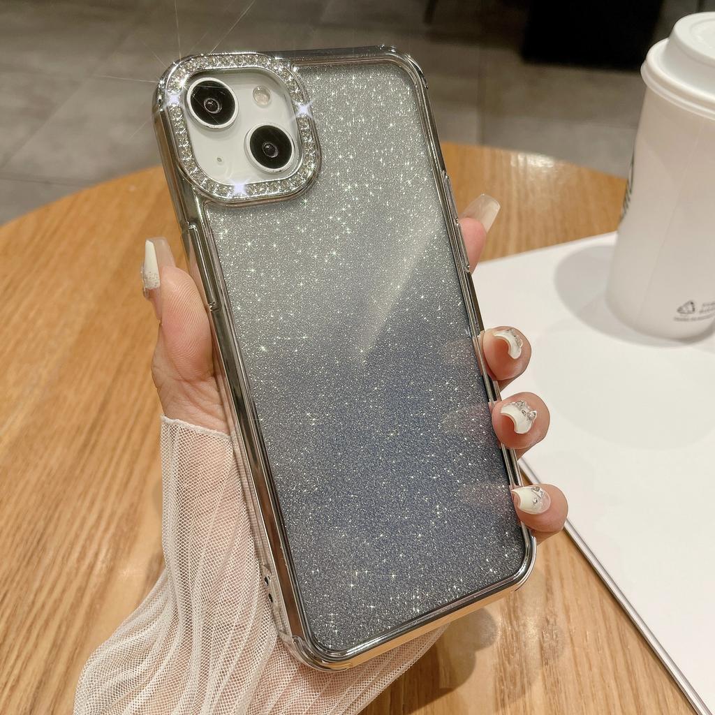 Подходит для iPhone15promax Зеркальная магнитная подставка, Чехол для телефона, Вспышка для объектива iPhone 14, 13 Градиентный глиттер