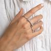 Silver Color Multi-layer Connecting Ring Trendy Zircon Stainless Steel Stacking Finger Jewelry Stylish Design Elegant Women Gift