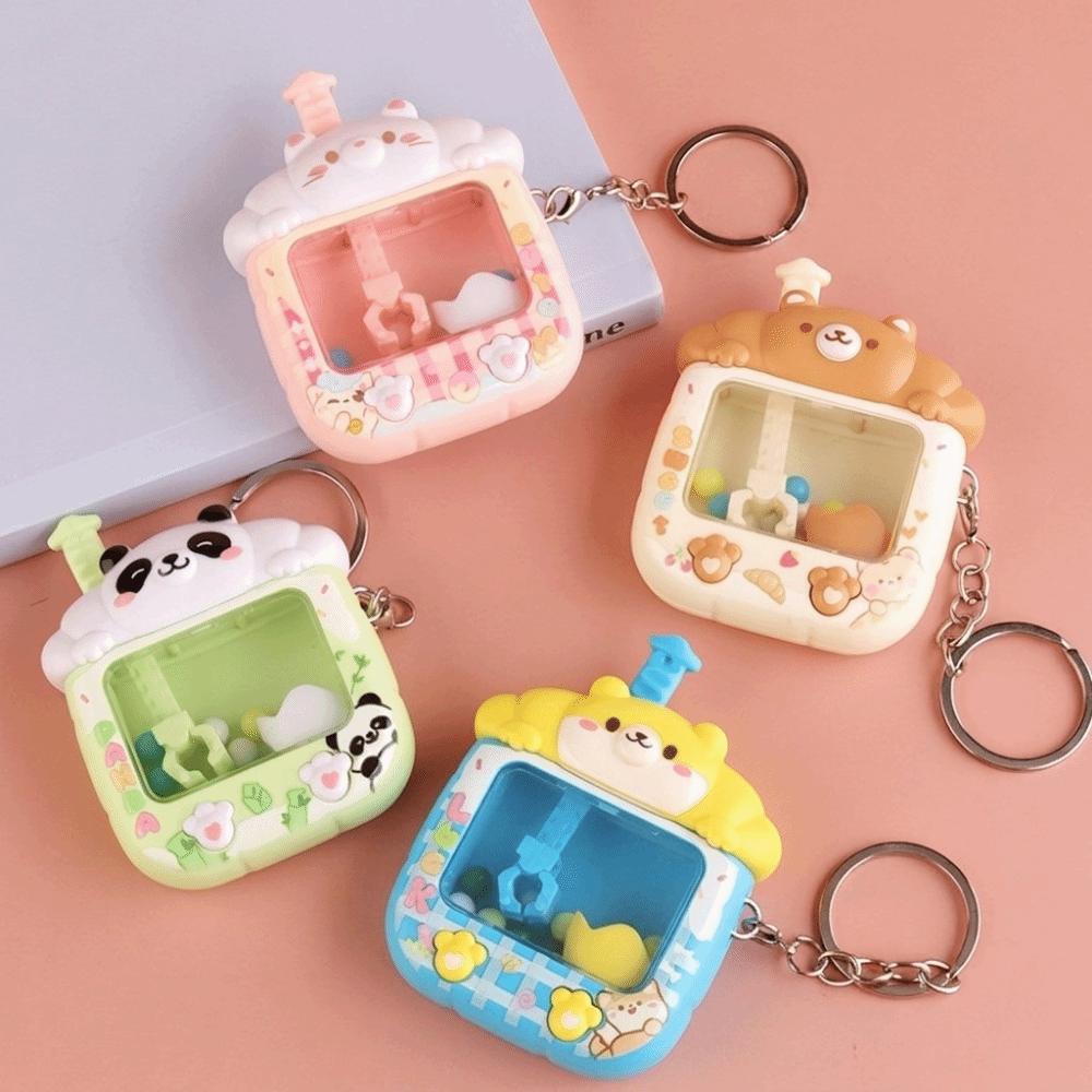 Cartoon Catching Ball Machine Keychain Plastic Tiny Arcade Games Pendant Funny Finger Toys Gifts