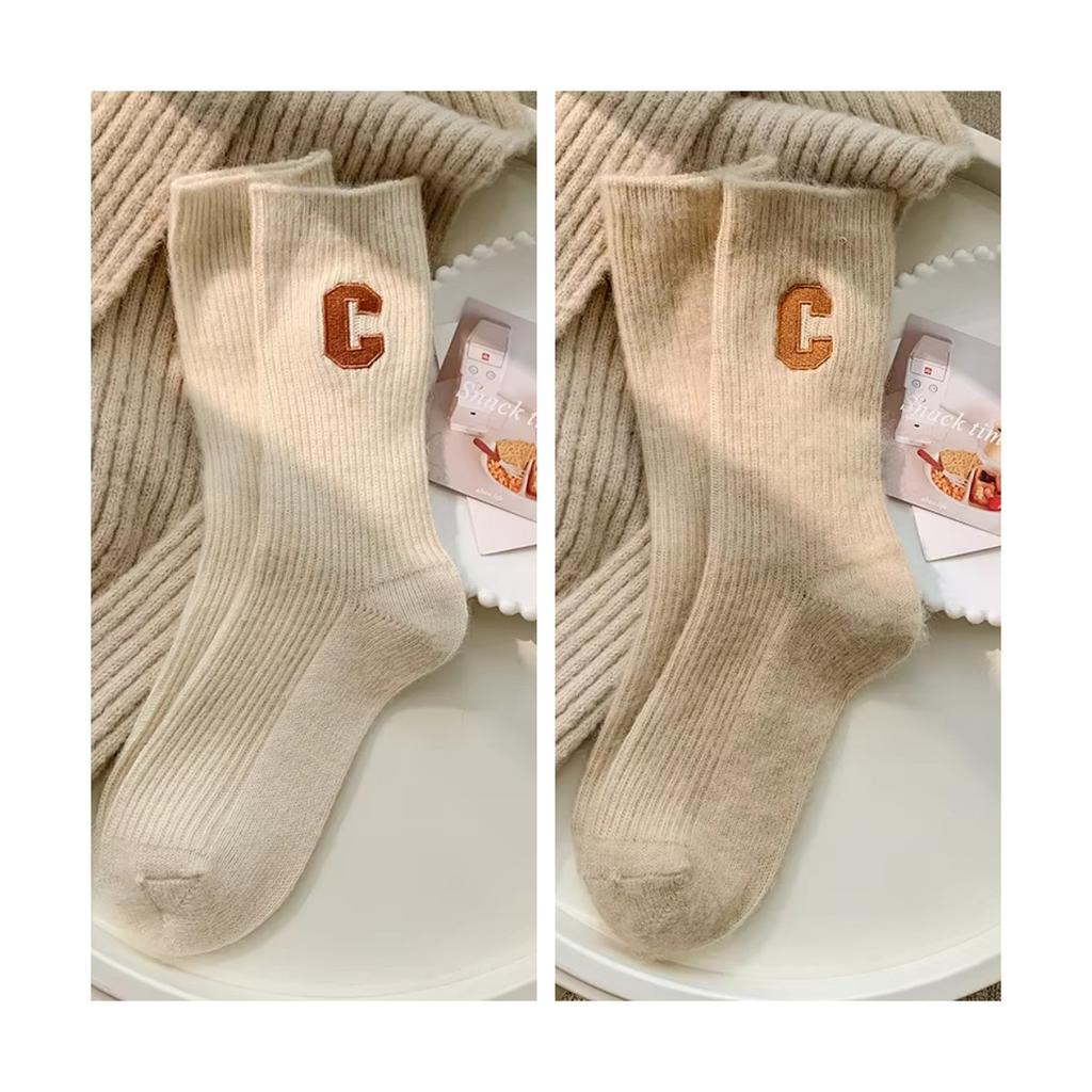 Роскошные женские шерстяные носки, теплые зимние толстые кашемировые повседневные японские модные однотонные удобные домашние носки, длинные высококачественные носки