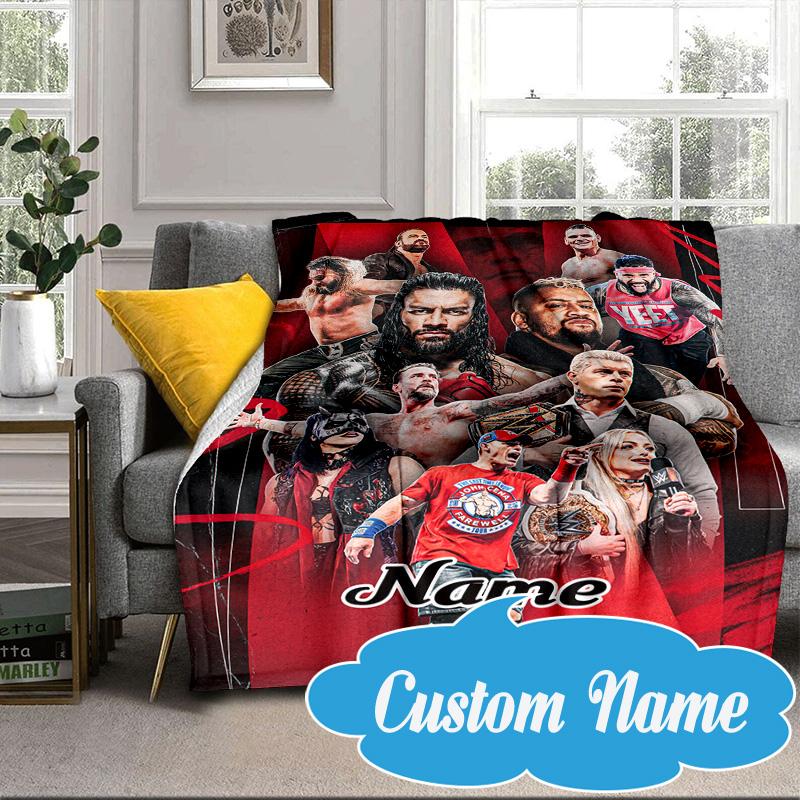Custom Name Wrestling Entertainment Blanket bed sofa Blanket Flannel Blanket for Camping, Hiking, Picnic Essentials,gift for Fan family