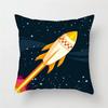 Cartoon Astronaut & Rocket Spaceship Pillow Cover Decor Space Theme Cushion Case for Sofa Bedroom, Galaxy Print  Pillow Cover