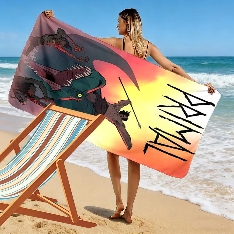 Prehistoric Warrior 2D Flat Print Beach Towel, Large Soft Quick Dry Towel for Beach Camping Swimming.MSTJ0918547