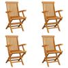 VidaXL Set of 4 Folding Garden Chairs, Patio Seats, Balcony Chairs, Outdoor Patio Furniture, Teak Wood 3065528