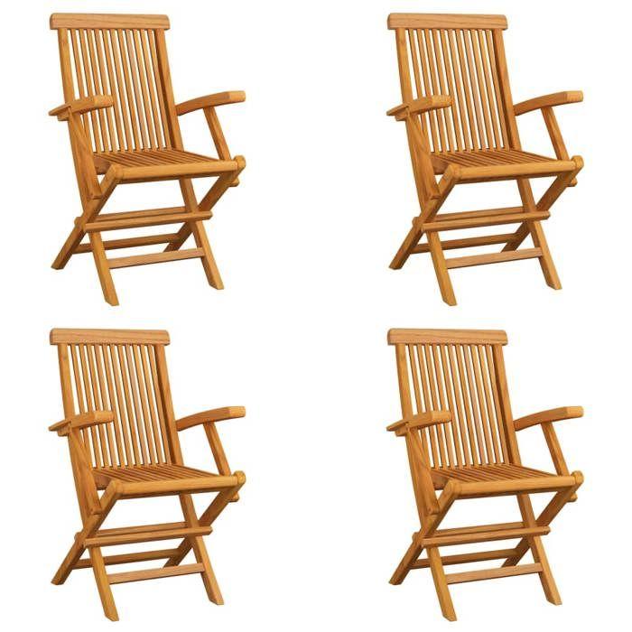 VidaXL Set of 4 Folding Garden Chairs, Patio Seats, Balcony Chairs, Outdoor Patio Furniture, Teak Wood 3065528