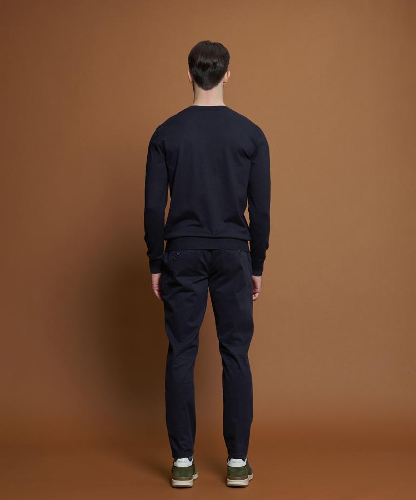 PANICALE Navy Viscose Blend Round Knit