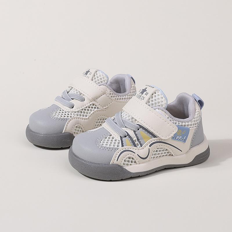 Magic tape baby walking shoes, mesh running shoes, soft-soled functional shoes for boys, single-layer mesh, non-slip baby shoes, summer style