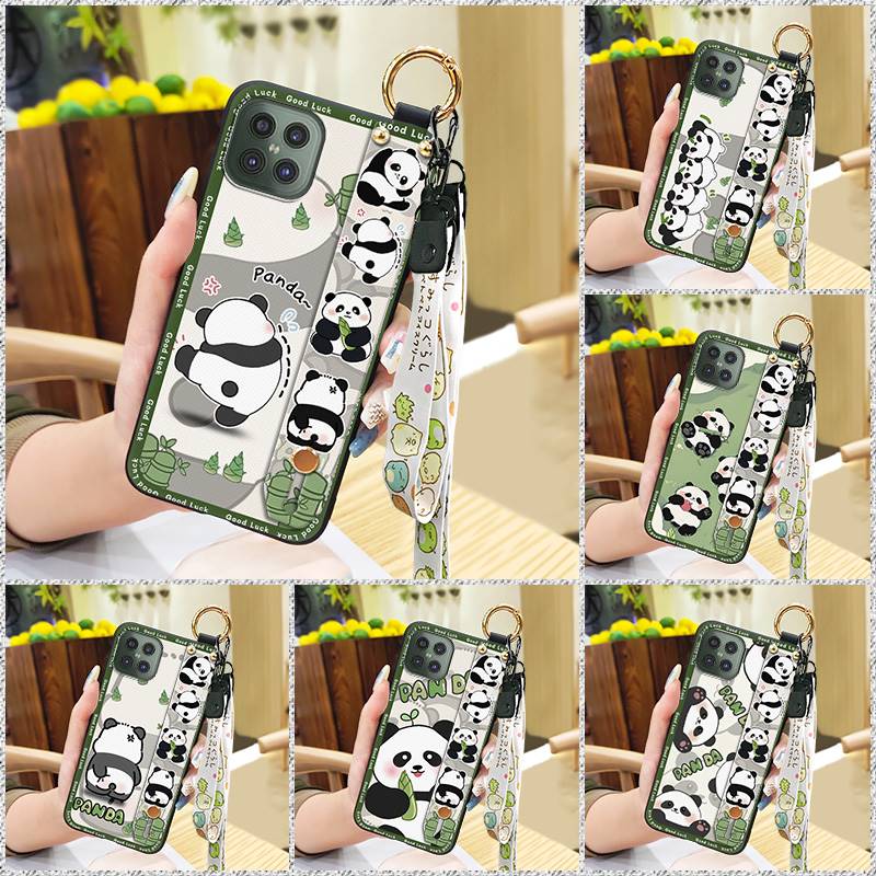 Durable Cute Phone Case For Cubot C30 Wrist Strap Anti-knock Cartoon Anti-dust Fashion Design Kickstand Waterproof Panda