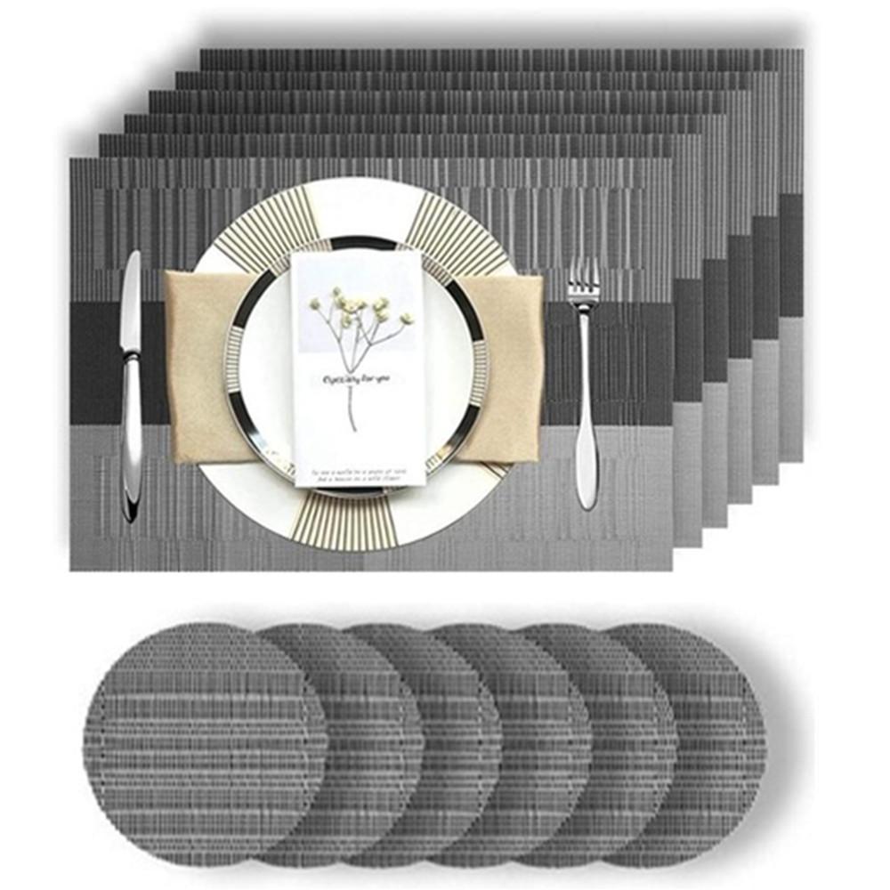 Набор из 6 элегантных салфеток и подставок, набор из плетеных виниловых салфеток, термостойких, нескользящих, моющихся салфеток для обеденного стола