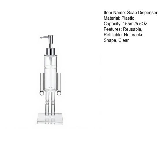 Диспенсер для мыла «Щелкунчик» Прозрачная рождественская бутылка для жидкого мыла для рук Многоразовая помпа для лосьона для мытья для праздничного декора ванной комнаты и кухни