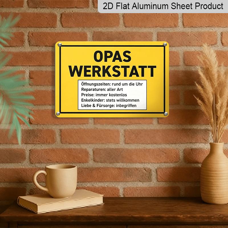 2D Flat, 1pc Vintage Metal Sign Opas Werkstatt (Grandpa'S Workshop) - Retro German Wall Decor, Multifunctional Craftsman Gift for Father'S Day and