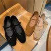 2025 Brand Mary Janes Shoes Woman Square Toe Suede Flats Ballerina Narrow Band Loafers Casual Moccasins Female Dress Shoes Mujer