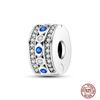 Round 925 Copper Clasp Pave Clip Charms Blue Star Moon Butterfly Slide Safety Chains Spacer Beads Fits Original Bracelet Zircon
