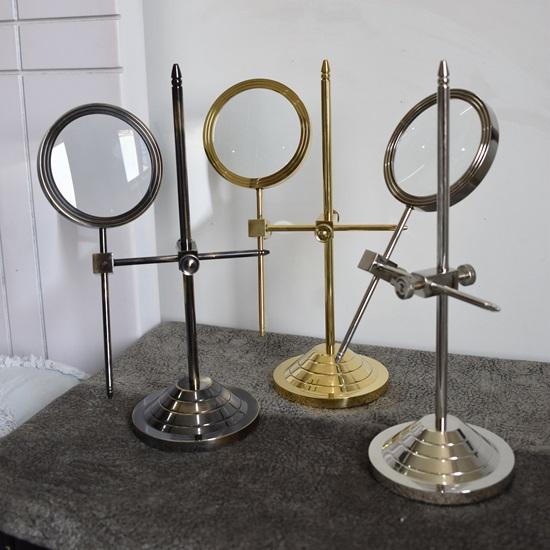 Lot of 3 Brass Magnifying Glass with Adjustable Stand Magnifier, Couple Gift, Girlfriend Gift, Gift For Father, Gift For Husband, Gift For Him
