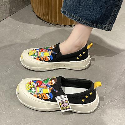 Европейские и американские парусиновые женские туфли, новинка осени 2024 г., повседневные, на толстой подошве, вулканизированные женские туфли Zapatos Mujer