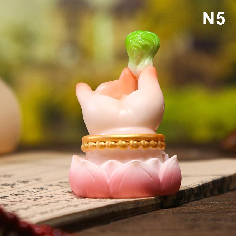 Buddha Hand Figurine Set,Cute Ceramic Hand Statue with Gourd/Bell,Zen Home Decor Ornament for Car,Desk,Altar