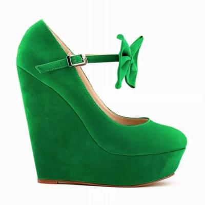 Женские туфли-лодочки, осенние, повседневные, модные, с круглым носком, сексуальные, на танкетке, на высоком каблуке, на платформе, с бантом, для вечеринки, свадебные туфли, большой размер