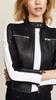 Женская мотоциклетная куртка ручной работы из натуральной кожи с рукавами в черно-белую полоску