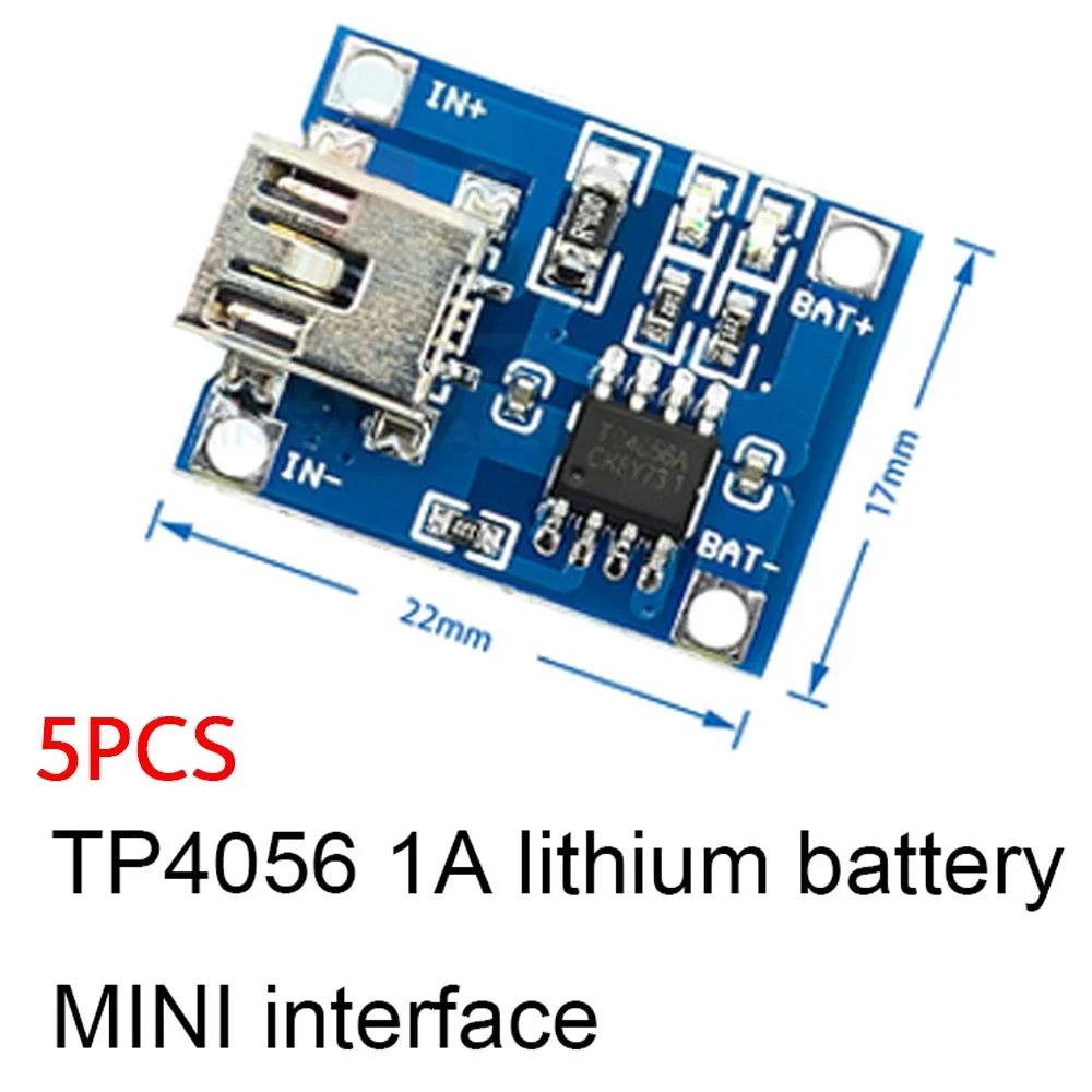 5pcs TP4056 Charging Module 1A 5V 18650 Lithium Battery Board Micro/Type-c/Mini USB Interface Charger Module Protection 2-in-1