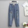 Women High Waist Jeans Pants Plus Size  Vintage Denim Harem Basic Female Elastic Solid   Trousers Oversize Fashion   Pants