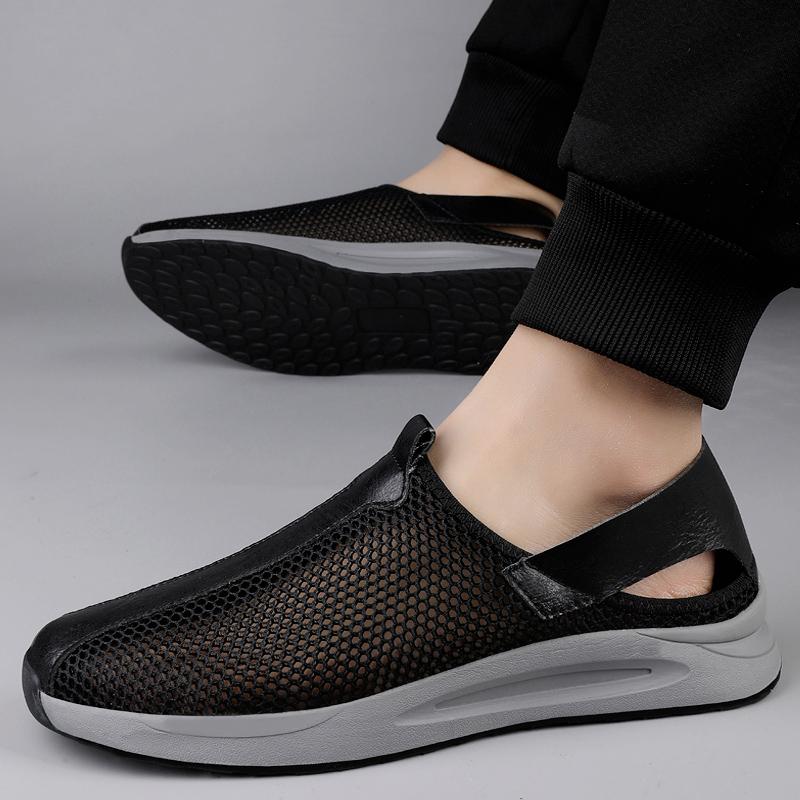 Модная мужская обувь Дышащая сетка Мужские повседневные сандалии Уличные Нескользящие Большого размера Лоферы Обувь для ходьбы Легкие мужские теннисные туфли