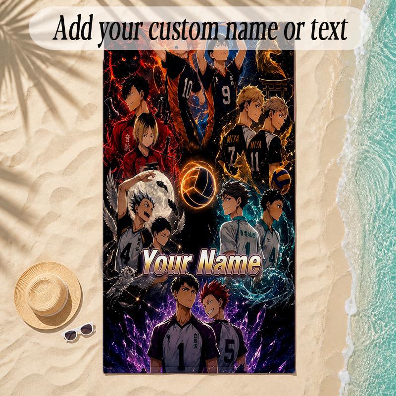 Beach TowelHaikyuu Custom Name Text Personalized Soft Towel for Beach Pool Indoor Home Decor Gift
