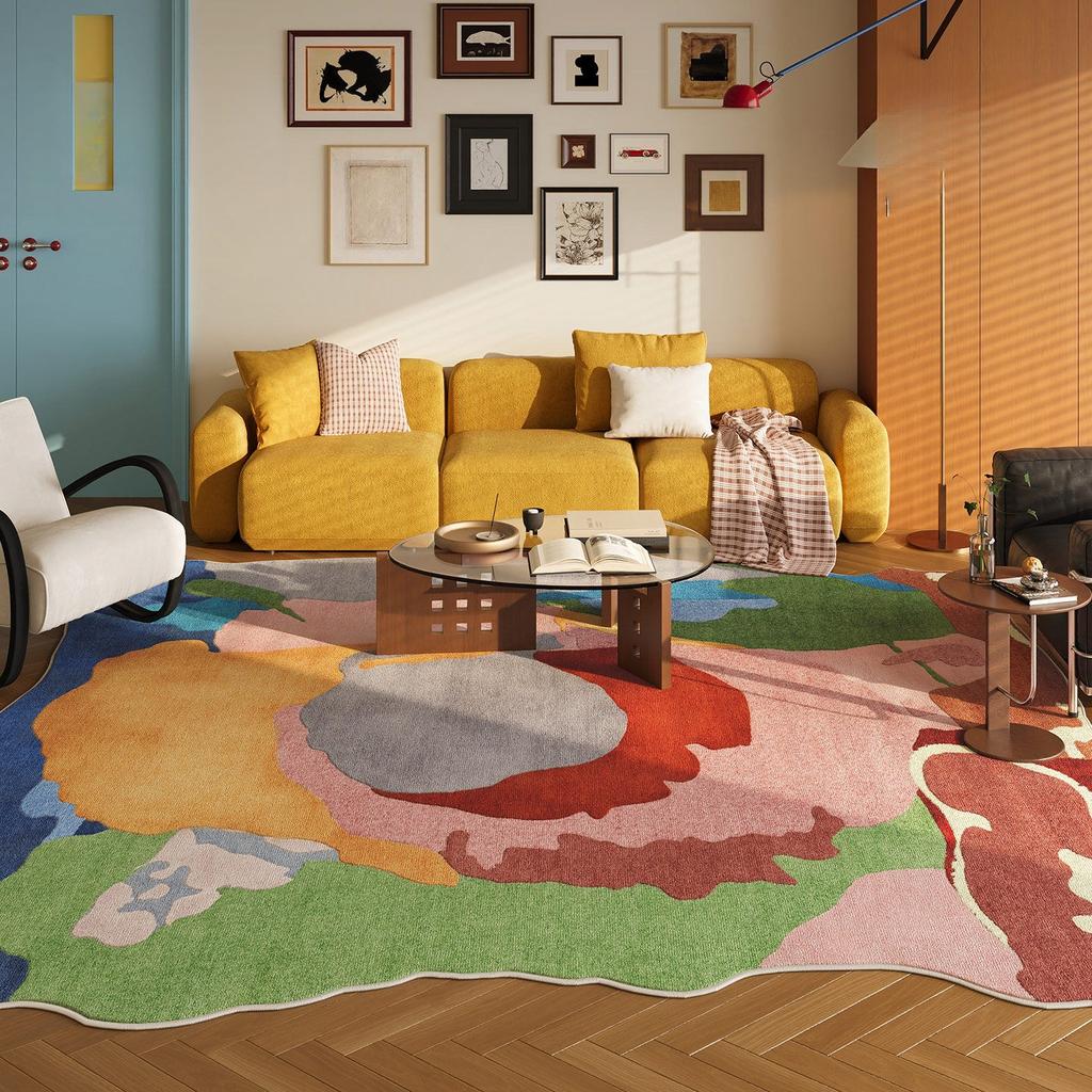 Dopamine Color Bedroom Decor Creativity Carpet Irregular Shape Carpets for Living Room Washable Bedside Floor Mat Anti Slip Rug