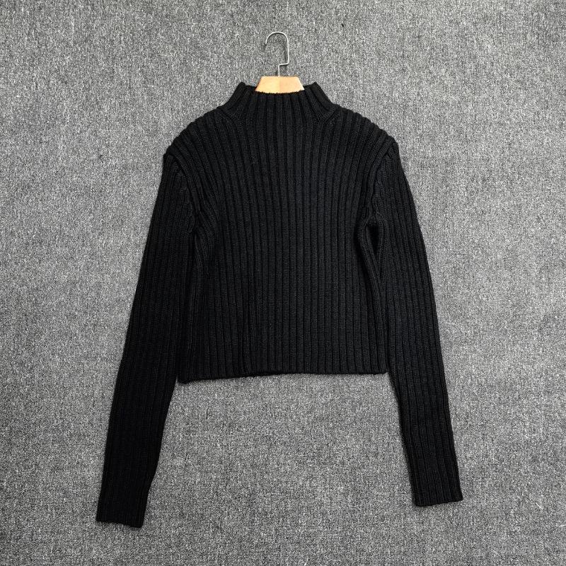 Longmei Women's Ribbed Wool Knit Sweater, Half-High Neck, Long Sleeve, 2026 Autumn/Winter Collection.