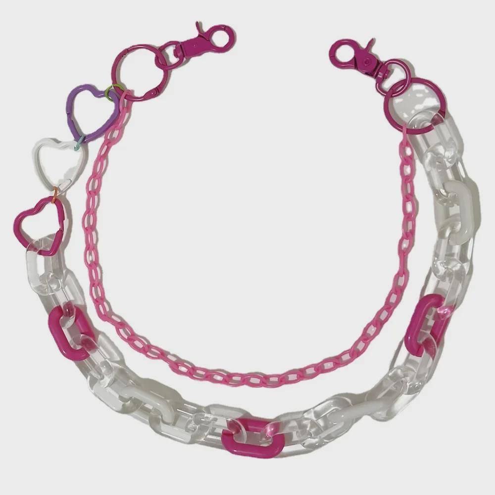 Colorful Love Acrylic Chain Pendant for Hip-Hop Disco Style Skirts and Jeans