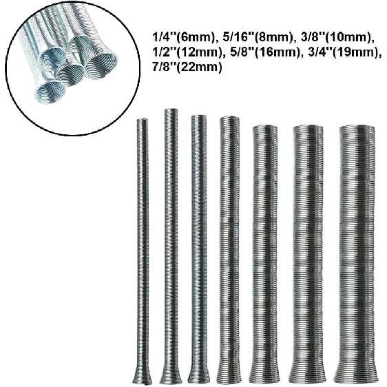 Набор пружинных трубогибов 13,7-дюймовый инструмент для гибки труб из меди, алюминия, стали, различные размеры от 1/4" до 7/8" для сантехнических работ(8мм)