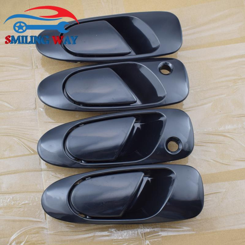 4 Pcs Black Outside Car Door Handle Front / Rear Left & Right For Honda Civic 1.5L 1.6L 1992 1993 1994 1995 1996 1997