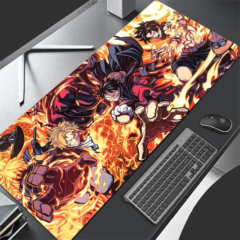 Japan Cool Anime Mouse Pad PC White Gamer Cabinet Keyboard Rug Laptop O-one P-piece L-Luffy 5 Gear Mousepad XL Extended Desk Mat