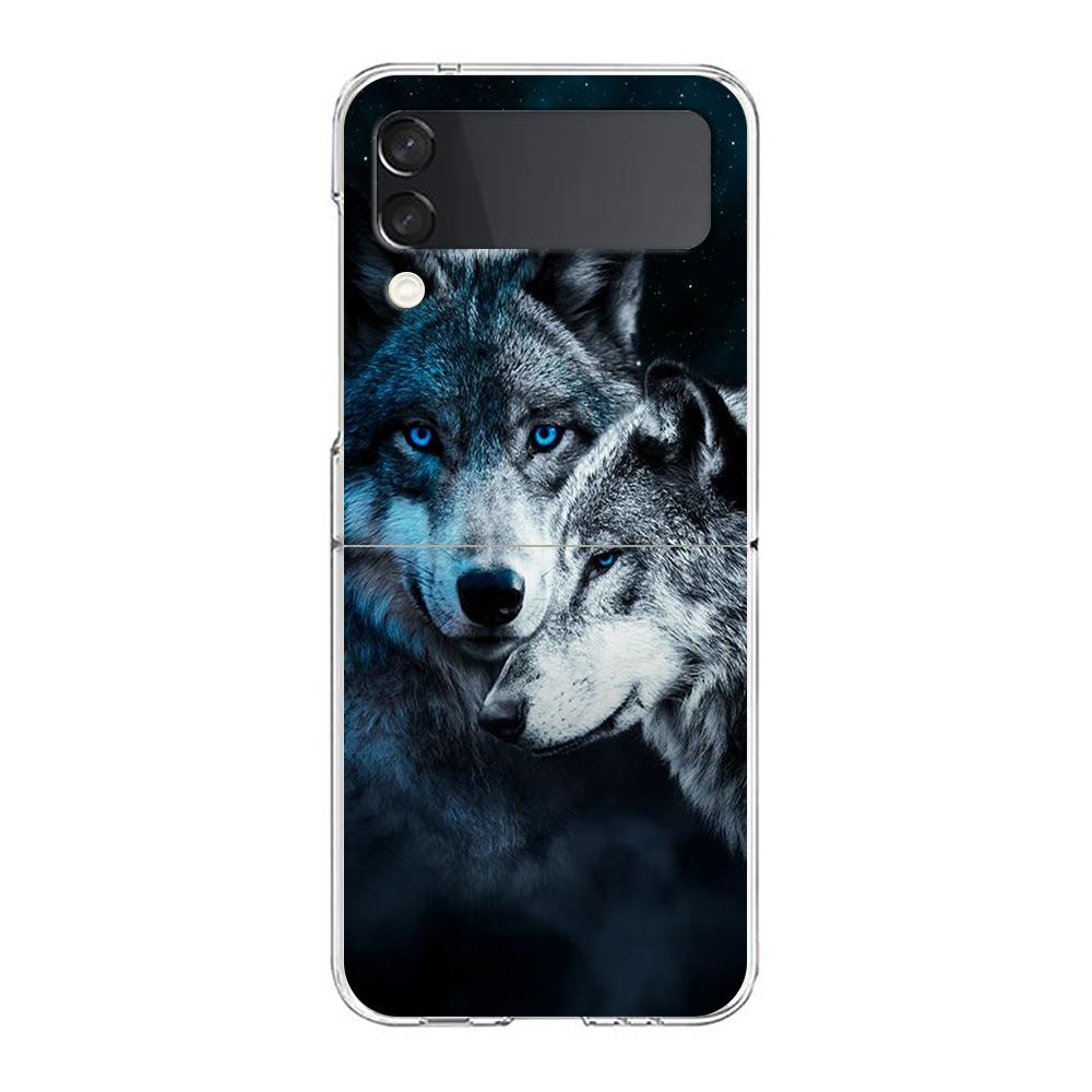 Phone Case For Samsung Galaxy Z Flip 3 4 5 Hard Folding Clear PC Bumper The Wolf For Samsung Z Flip 6 Back Cover