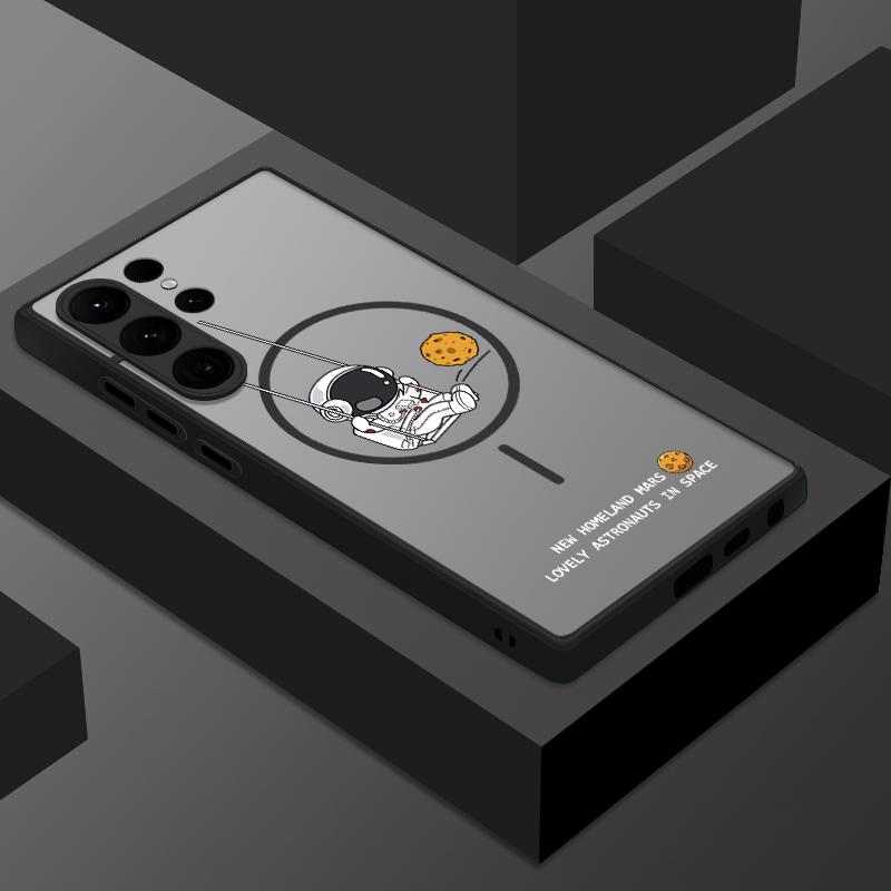 Прозрачный матовый беспроводной магнитный чехол для Samsung S25 Ultra S24 FE S23 Plus S22 S21 противоударный мягкий чехол для телефона