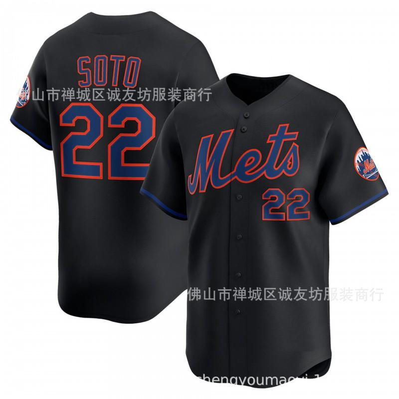 New York Mets 22 Black Numbered Baseball Jersey Men Team Sports