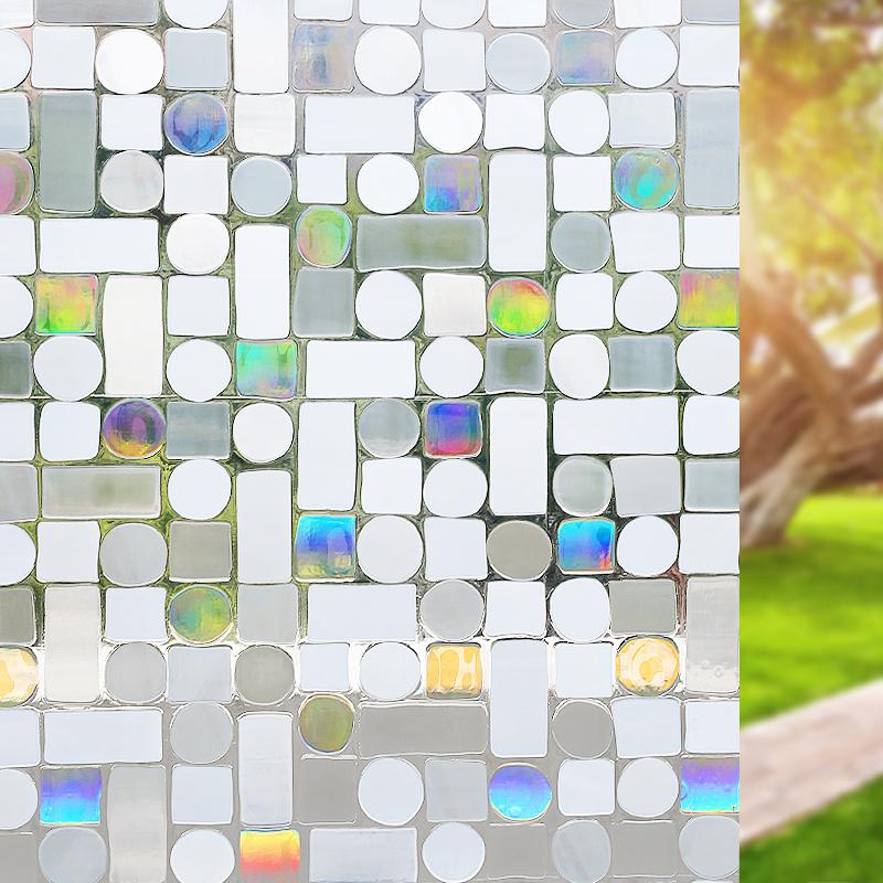 Конфиденциальная оконная пленка Rainbow Window Cling 3D Декоративное оконное виниловое витражное покрытие для окон Неклеящаяся пленка Sun UV