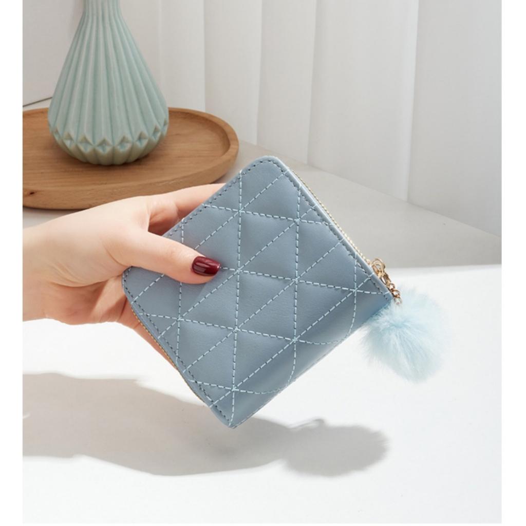 Маленькая сумка-меховой шарик, Двухслойный кошелек, Алмазная сетка, Женский, Короткий, Ручной, Кошелек для монет