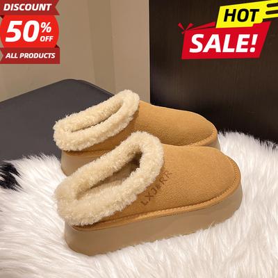 Обувь для женщин зимние женские сапоги без застежек черные с круглым носком из цельного флоксового плюша теплые на среднем каблуке водонепроницаемые повседневные зимние сапоги для женщин