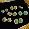 Vintage Turquoise Earrings for Women, Fashionable, Light Luxury, Antique Style, Heavy Industry, High-end Earrings